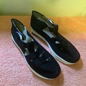 Black Suede Cutout Sandals